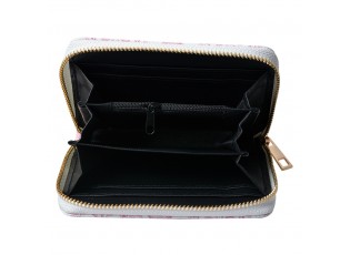 Bílo - růžová peněženka s kyticemi Pouquet - 10*15 cm