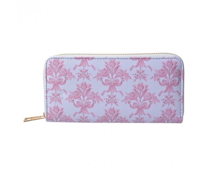 Bílo - růžová peněženka s kyticemi Pouquet - 10*19 cm