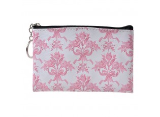 Bílo - růžová peněženka/ taštička s kyticemi Pouquet - 10*15 cm