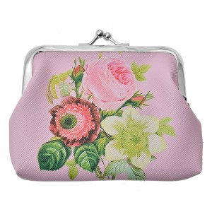 Růžová peněženka s květy Pinerose - 8*12 cm