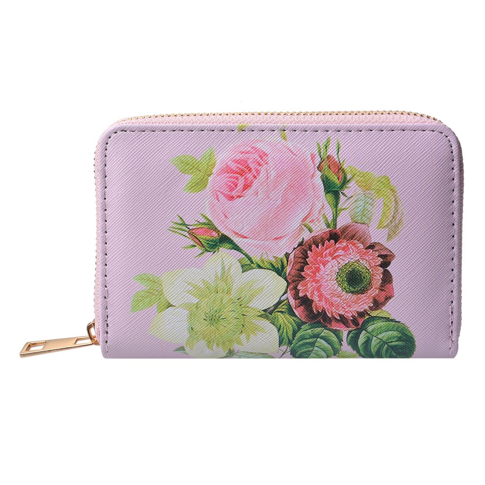 Růžová peněženka s květy Pinerose - 10*15 cm