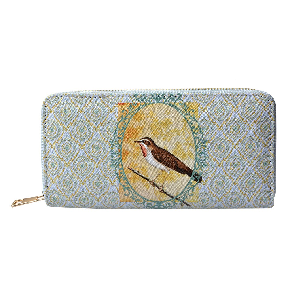 Zelená peněženka s ptáčkem Bird - 10*19 cm Clayre & Eef