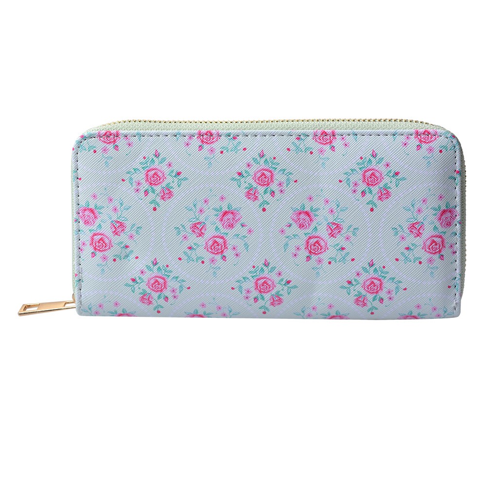 Patelově zelená peněženka s růžičkami Gearose - 10*19 cm