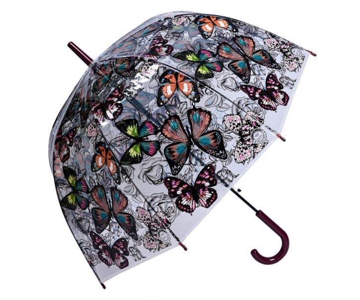 Průhledný dámský deštník s barevnými motýlky Buttefly - Ø 80*80 cm