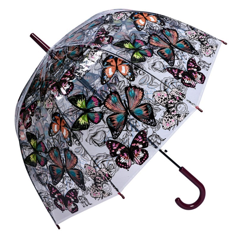 Průhledný dámský deštník s barevnými motýlky Buttefly - Ø 80*80 cm Juleeze