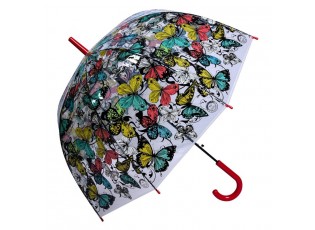Průhledný dámský deštník s červeno-černými motýlky Buttefly - Ø 80*80 cm