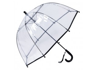 Průhledný dětský deštník s černou rukojetí a okrajem - Ø 50 cm