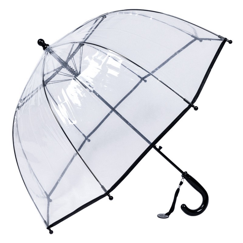 Průhledný dětský deštník s černou rukojetí a okrajem - Ø 50 cm Clayre & Eef