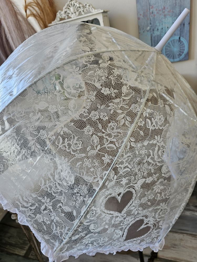 Průhledný dámský deštník s krajkovým vzorem Lace - Ø 80*80 cm