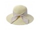 Světle béžový sluneční dámský klobouk s mašlí - 55-57cm