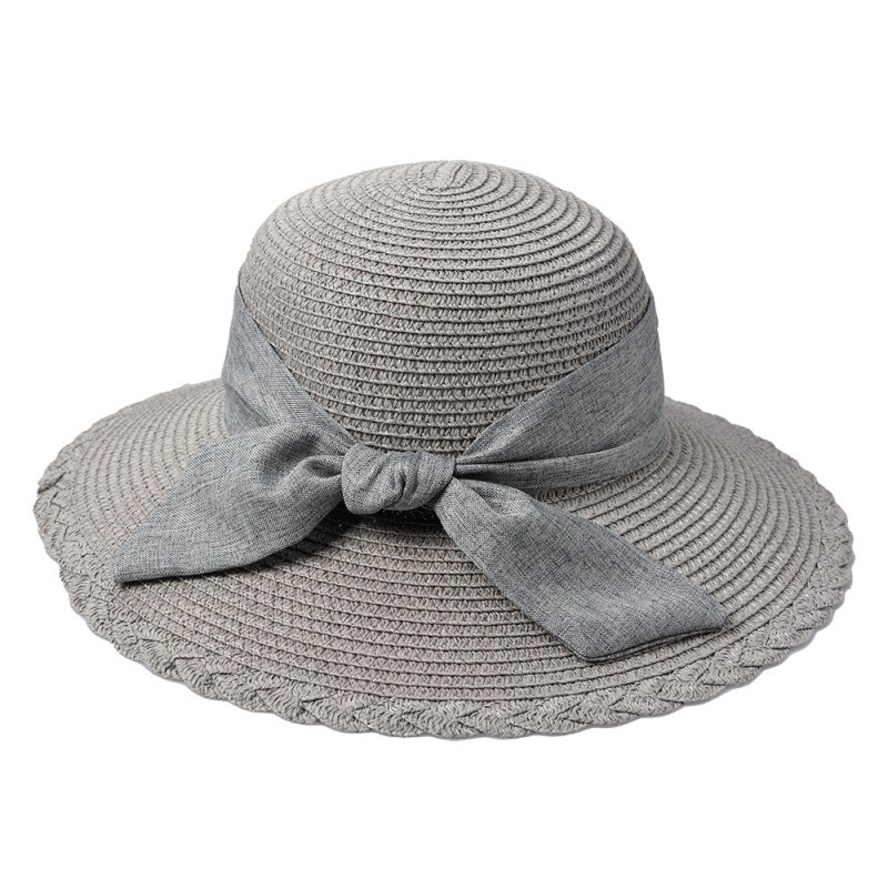 Šedý sluneční dámský klobouk s mašlí - 55-57cm Juleeze
