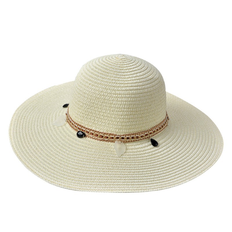 Světle béžový sluneční dámský klobouk s řetízkem - 55 -57cm Juleeze
