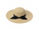 Béžový sluneční dámský klobouk s černou mašlí - 55-57cm