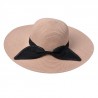 Růžový sluneční dámský klobouk s černou mašlí - 55-57cm Barva: růžováMateriál: Papírová slámaHmotnost: 0,16 kg