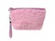 Růžová chlupatá toaletní taštička s čumáčkem a flitry - 23*13 cm