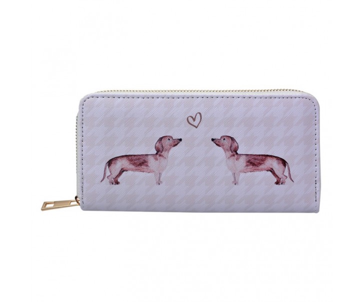 Béžová peněženka s jezevčíky Dachshund Love - 10*19 cm