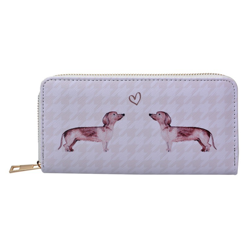 Levně Béžová peněženka s jezevčíky Dachshund Love - 10*19 cm JZPUDHL-03