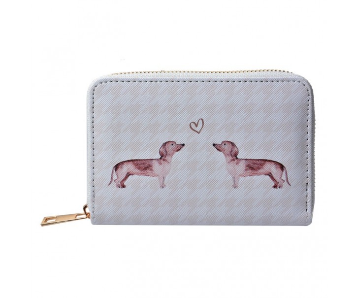 Béžová peněženka s jezevčíky Dachshund Love - 10*15 cm