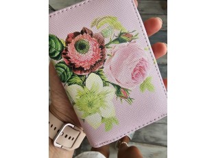 Růžová peněženka s květy Pinerose - 10*15 cm