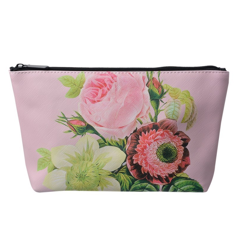 Růžová toaletní taštička s květy Pinerose - 26*6*16 cm