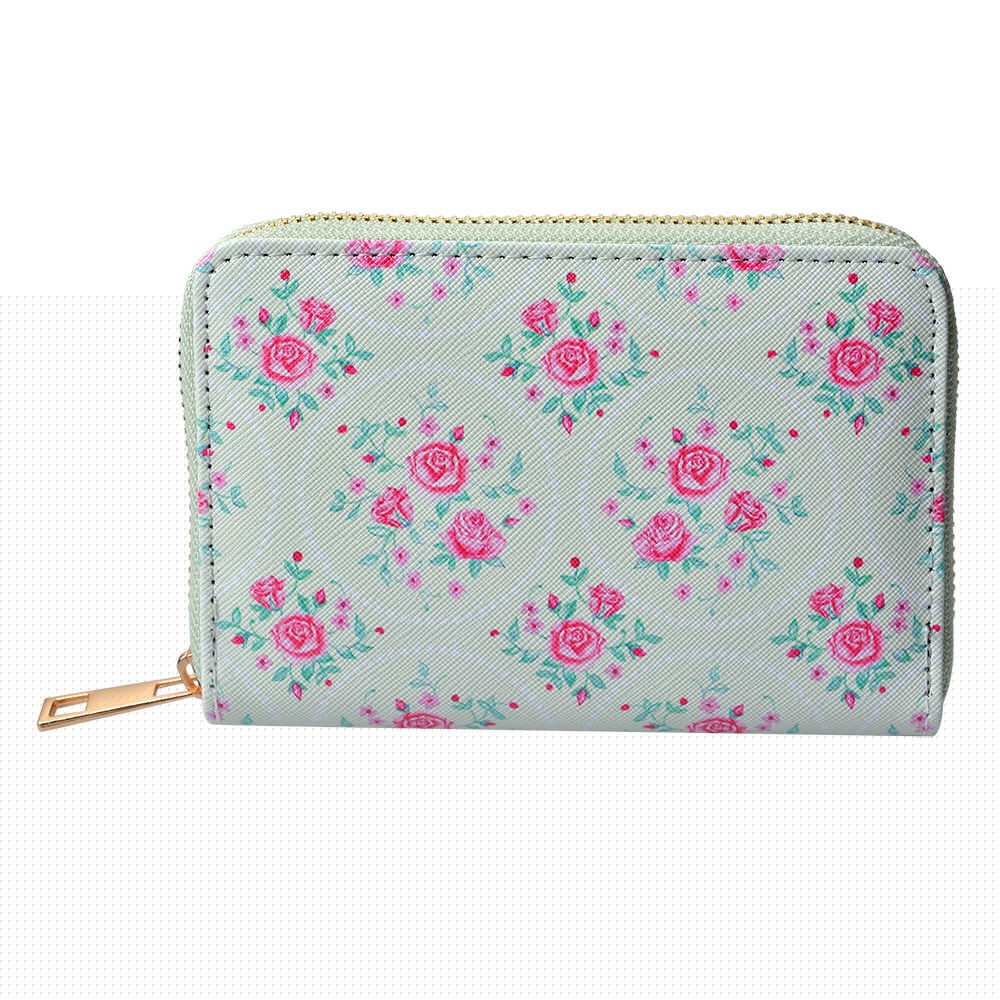 Patelově zelená peněženka s růžičkami Gearose - 10*15 cm