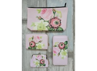 Růžová toaletní taštička s květy Pinerose - 26*6*16 cm