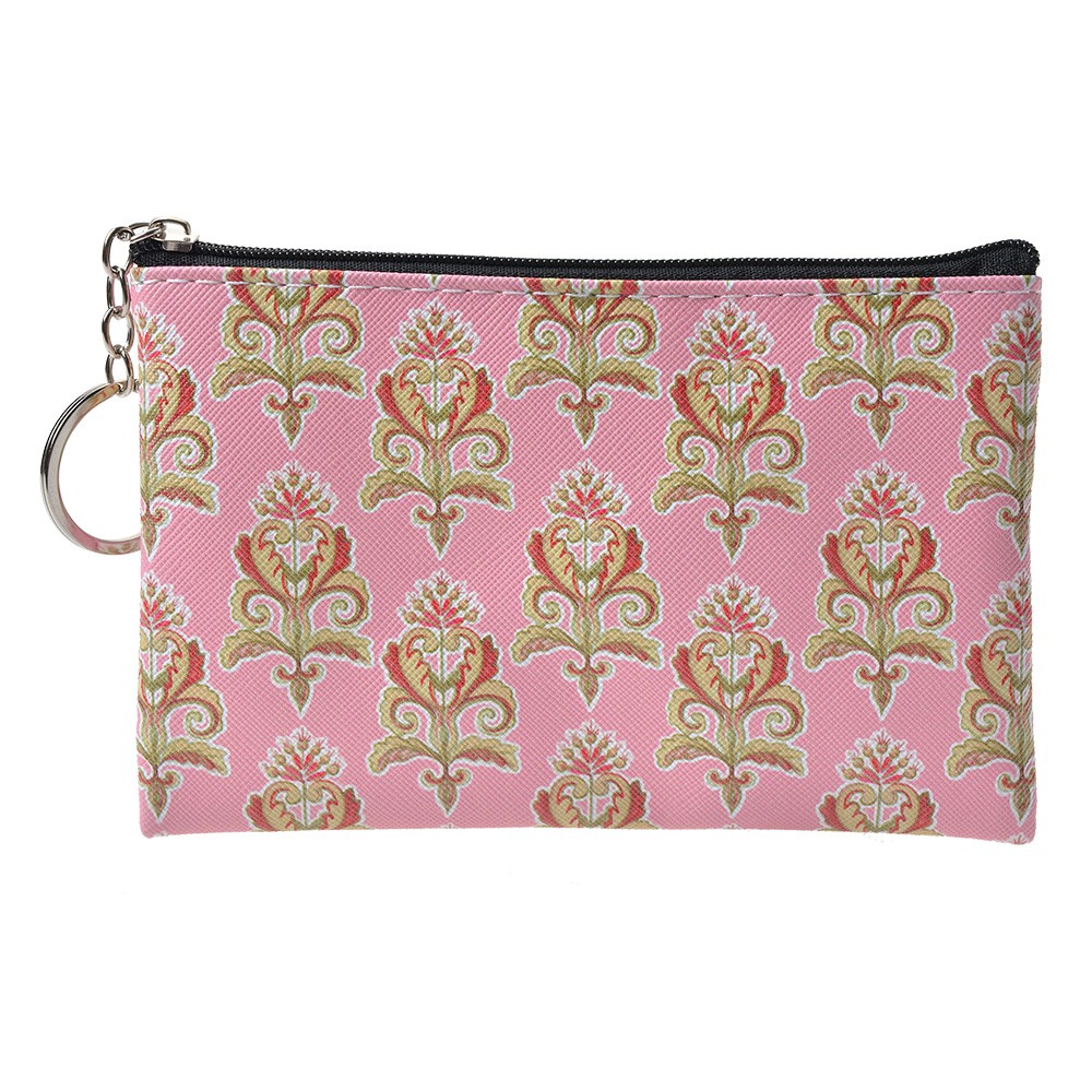 Růžová peněženka / taštička květinový Ornament - 10*15 cm Clayre & Eef
