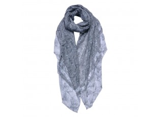 Šedý dámský šátek s květy - 85*180 cm