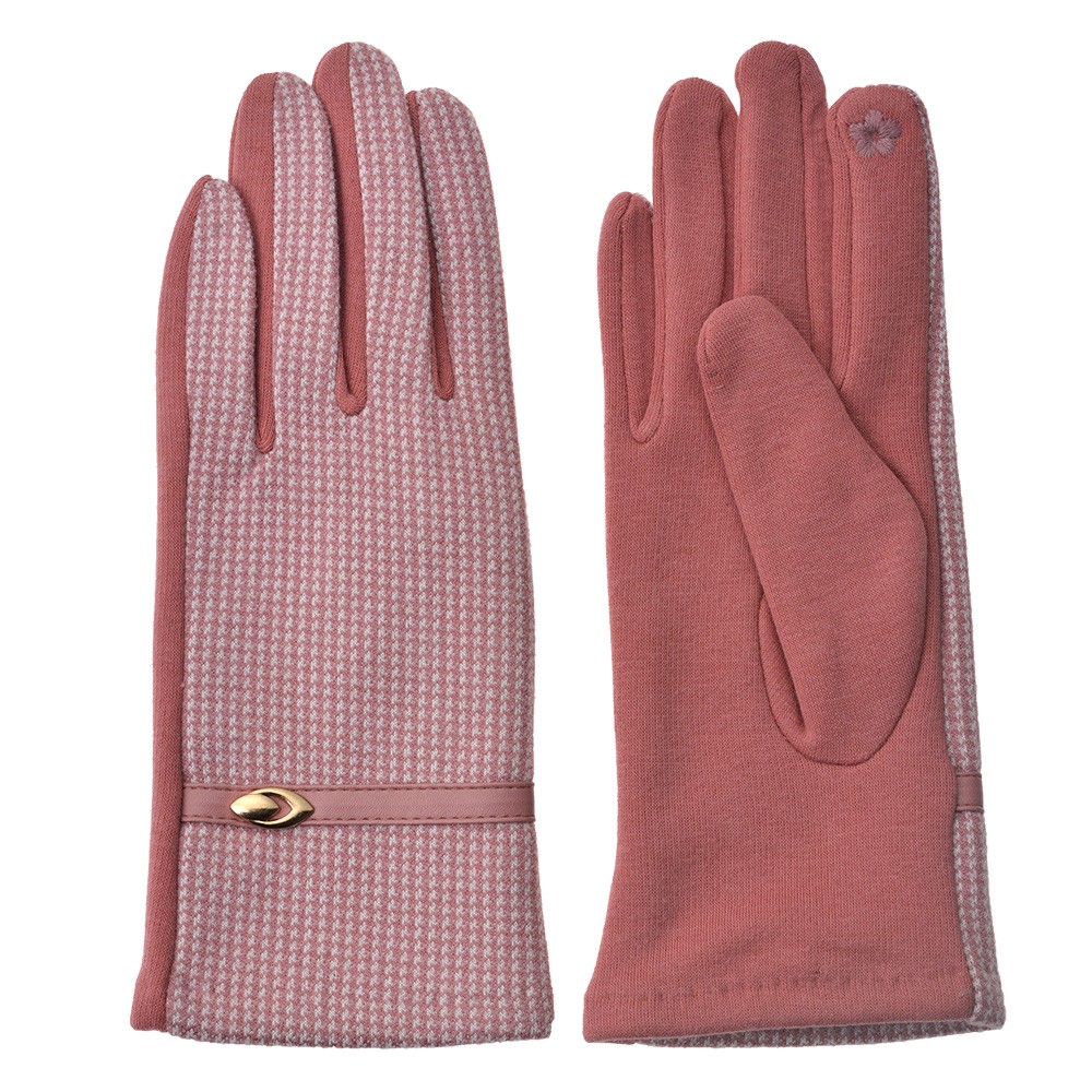 Růžové dámské zimní rukavice - 8*24 cm Clayre & Eef
