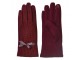 Vínové kárované zimní dámské rukavice s mašličkou - 8*24 cm