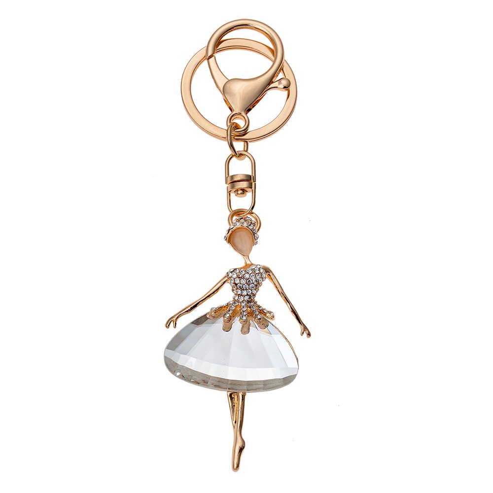 Zlatý přívěsek na klíče/ kabelku baletka s kamínky Clayre & Eef