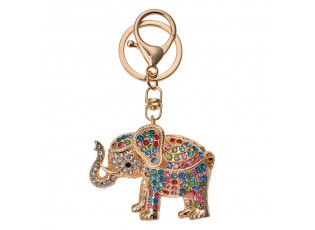 Zlatý přívěsek na klíče/ kabelku slon s barevnými kamínky