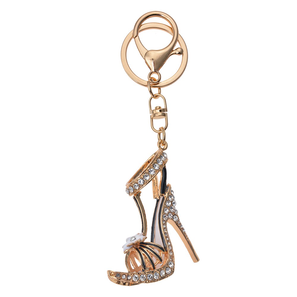 Zlatý přívěsek na klíče/ kabelku bota na podpadku s kamínky Clayre & Eef