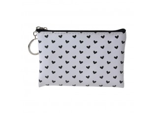 Bílo-černá peněženka/ taštička se srdíčky Love Birds - 10*15 cm