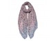 Růžový dámský šátek s květy - 85*180 cm