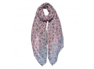 Růžový dámský šátek s květy - 85*180 cm