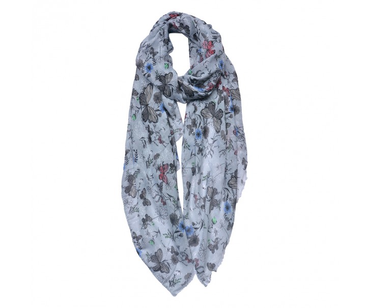 Barevný dámský šátek s motýlky - 85x180 cm