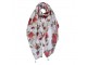 Bílý dámský šátek s červenými růžemi - 90*180 cm