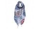 Bílo-modrý dámský šátek s potiskem lapačů a střapci - 90*180 cm