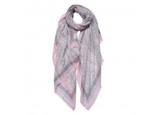 Světle šedý dámský šátek se vzorem - 90*180 cm