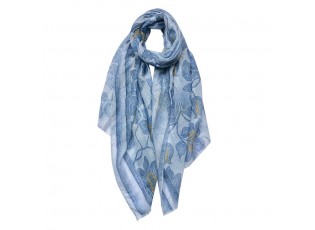 Modrý dámský šátek s potiskem květin - 70*180 cm