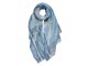Modrý dámský šátek se vzorem - 70x180 cm