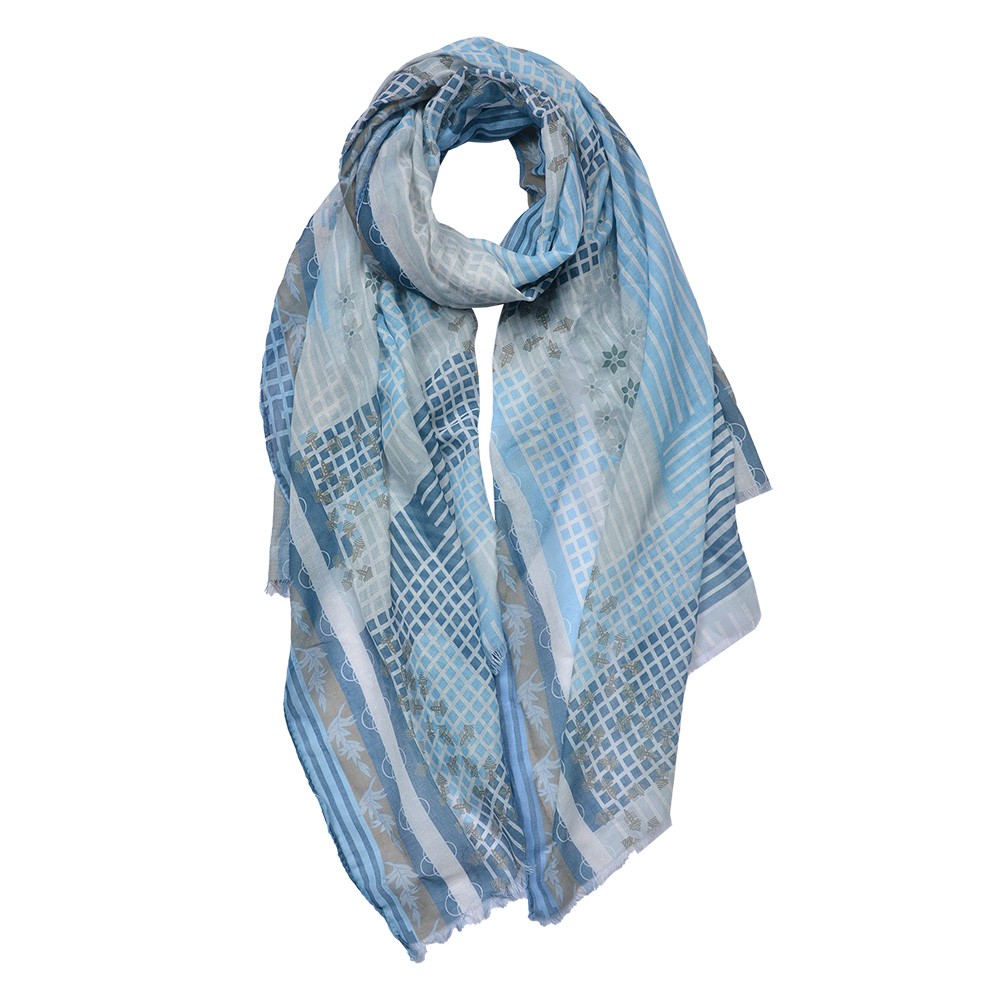 Modrý dámský šátek se vzorem - 70x180 cm Clayre & Eef