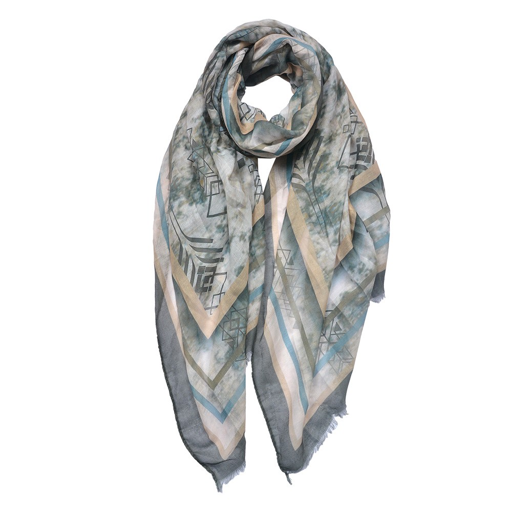 Zelený dámský šátek se vzorem- 70*180 cm Clayre & Eef