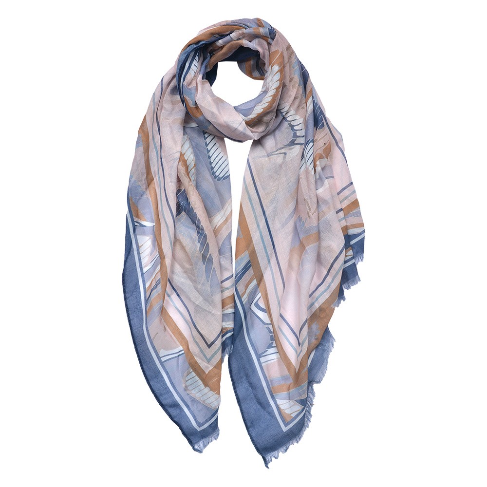 Modrý dámský šátek se vzorem - 70x180 cm JZSC0705
