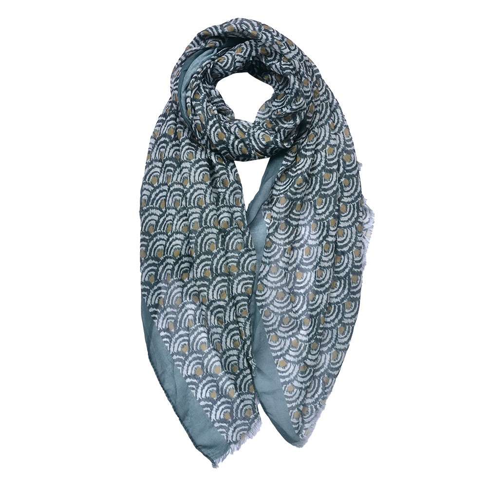 Zelený dámský šátek se vzorem - 70*180 cm Clayre & Eef