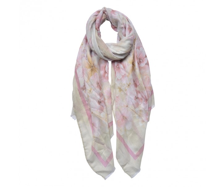 Dámský šátek s potiskem růžový 70x180 cm - 70x180 cm