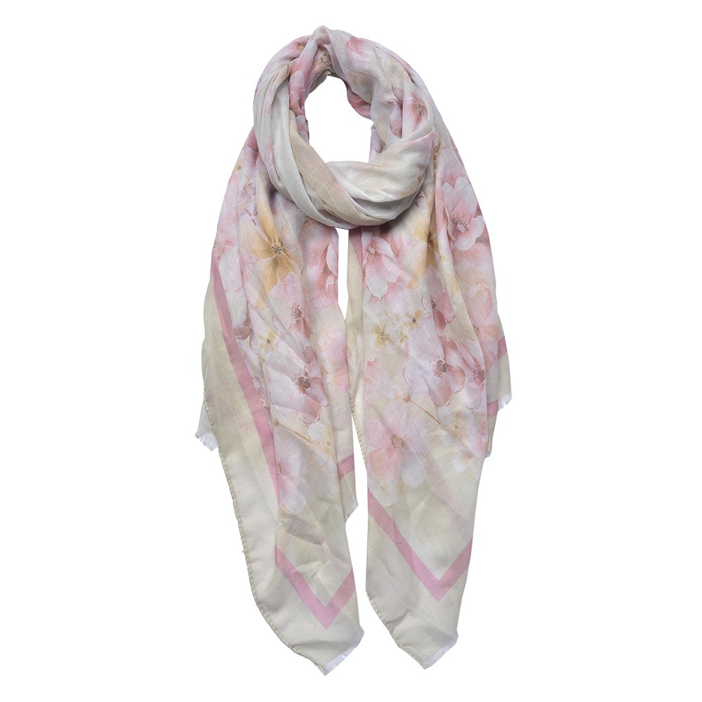 Dámský šátek s potiskem růžový 70x180 cm - 70x180 cm Clayre & Eef