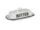 Bílá smaltovaná máslenka s nápisem Butter - 21*13*8cm