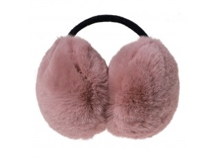 Tmavě růžové chlupaté klapky na uši - Ø 13 cm